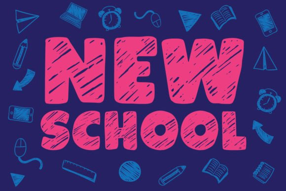 New School Font: Chalk-Doodle Display Fonts for Kids & Classroom Projects